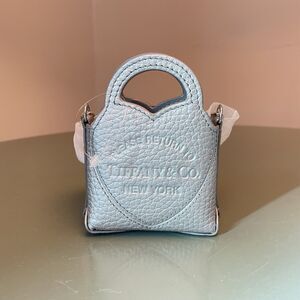 Tiffany & Co. Please Return To Tiffany Nano Micro Bag CHARM Silver Leather Italy